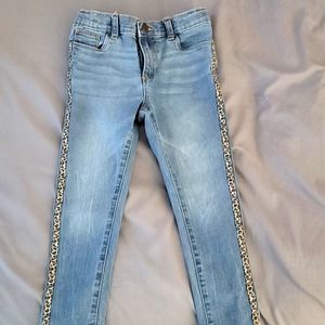 Okie Dokie Toddler Jeans w/ cheetah print strip 4T